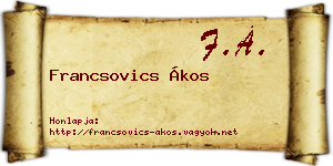 Francsovics Ákos névjegykártya