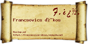 Francsovics Ákos névjegykártya